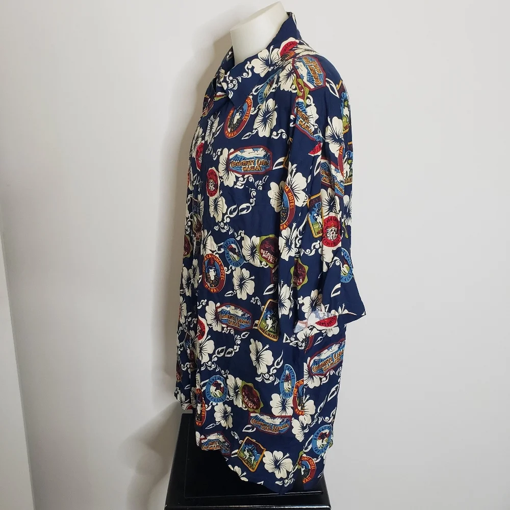 Big Dogs Shirt Men's Hawaiian Floral Short Sleeve Button Up Surf Hotel Size 3X